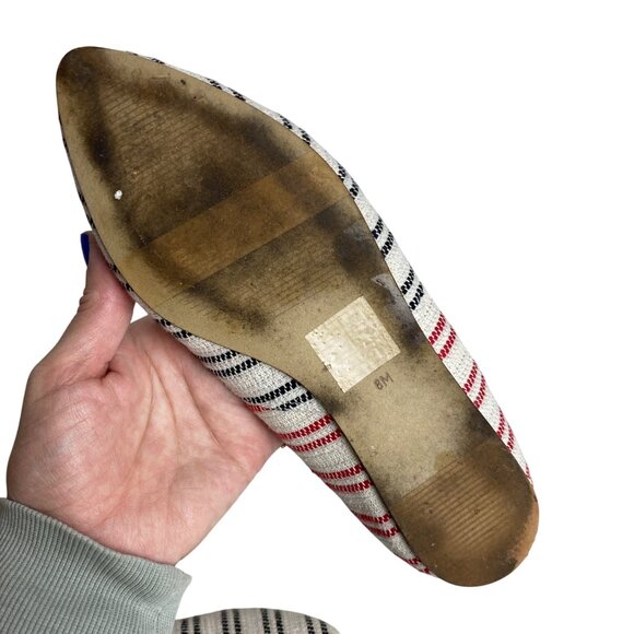Market & Spruce Womens Striped Canvas Flats Size 6 Red & Black cream - Picture 7 of 8